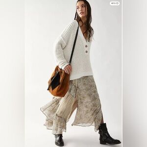 Free People Whistle Thermal Henley Top in White Cloud